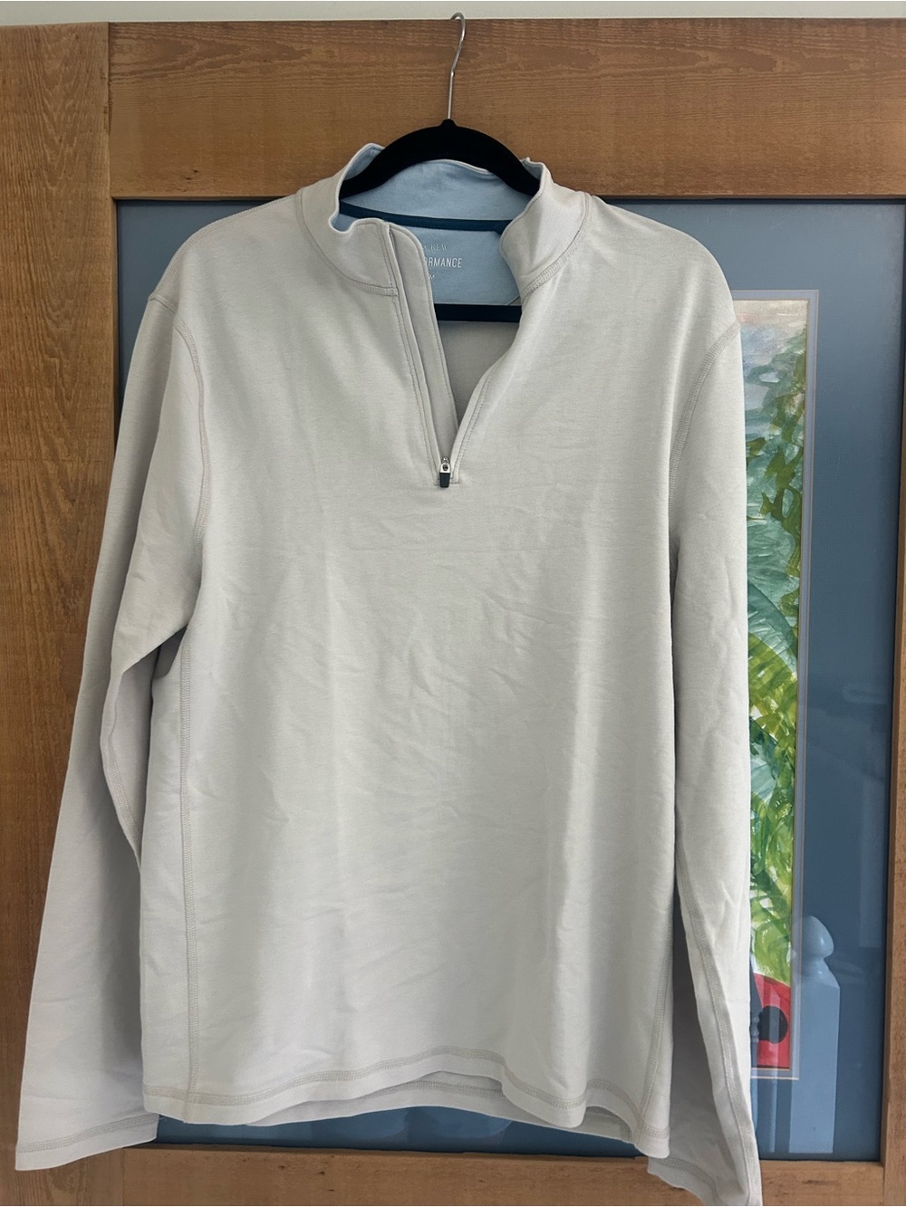 J. Crew Men's Light Beige Quarter-Zip Dress Shirt